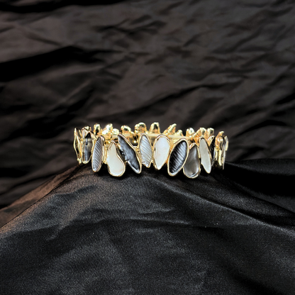 Enamel Black & White Elastic Adjustable Bracelet