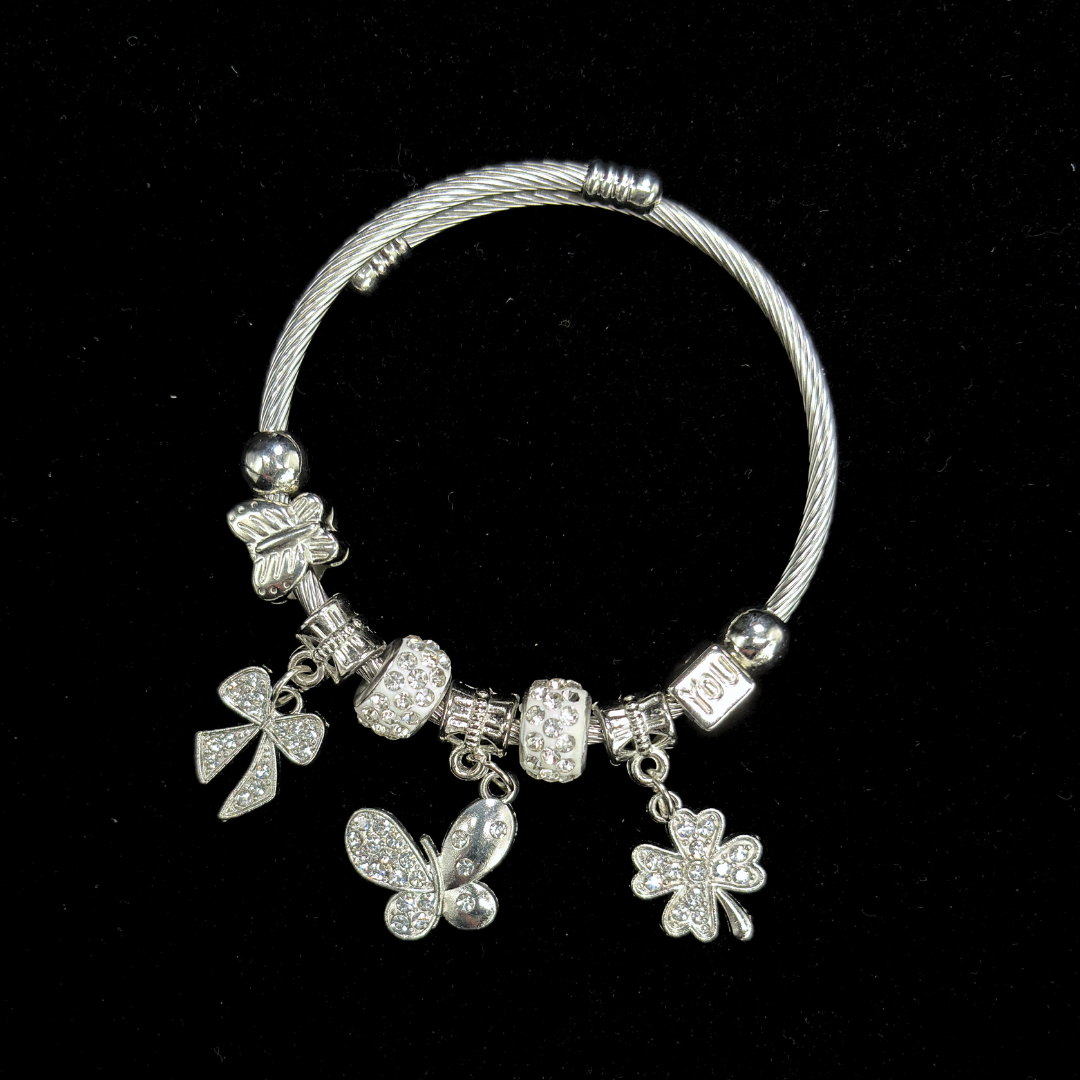 The Silver Butterfly Charms Adjustable Bracelet