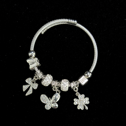 The Silver Butterfly Charms Adjustable Bracelet