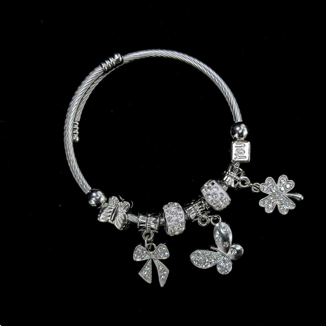 The Silver Butterfly Charms Adjustable Bracelet