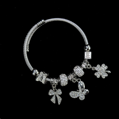 The Silver Butterfly Charms Adjustable Bracelet