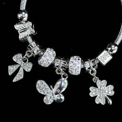 The Silver Butterfly Charms Adjustable Bracelet