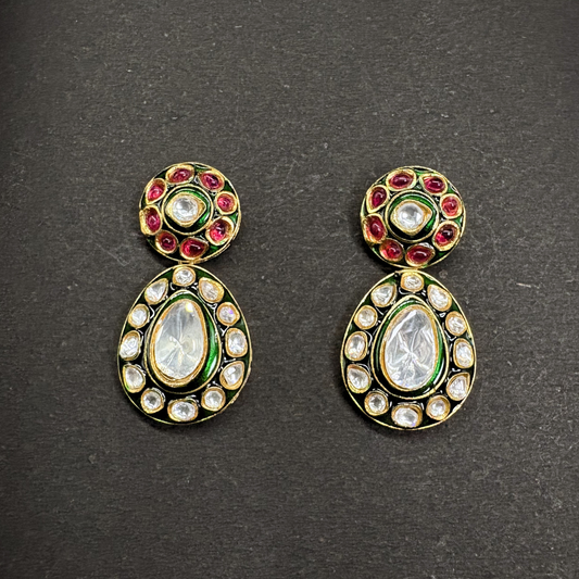 The Polki Ruby Regal Drop Earrings