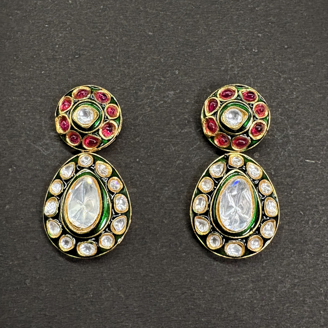 The Polki Ruby Regal Drop Earrings