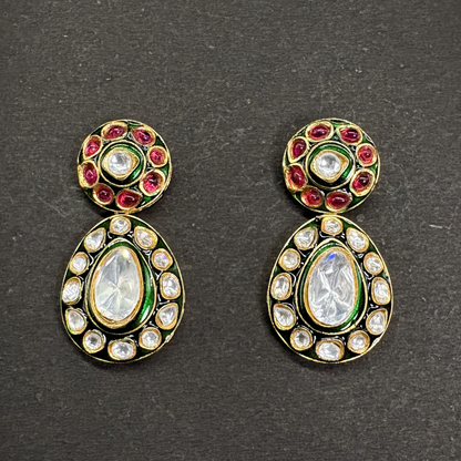 The Polki Ruby Regal Drop Earrings