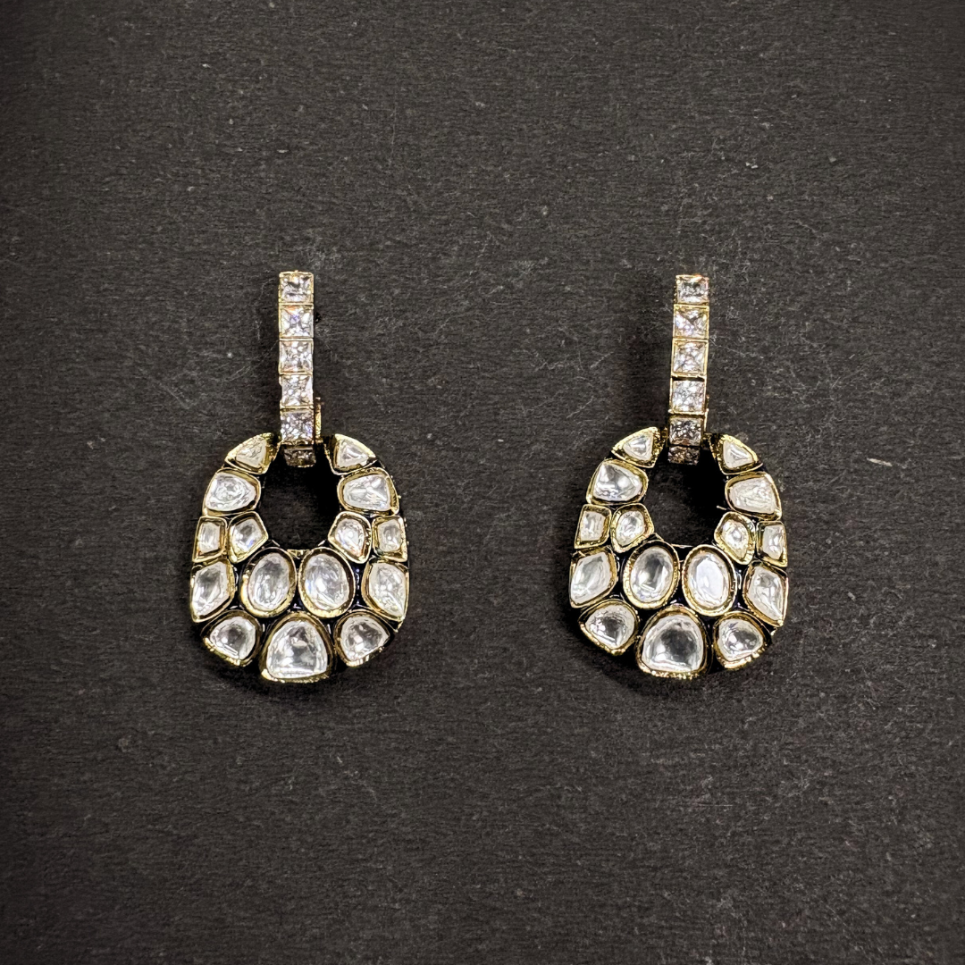 Heavy Polki Loop Earrings