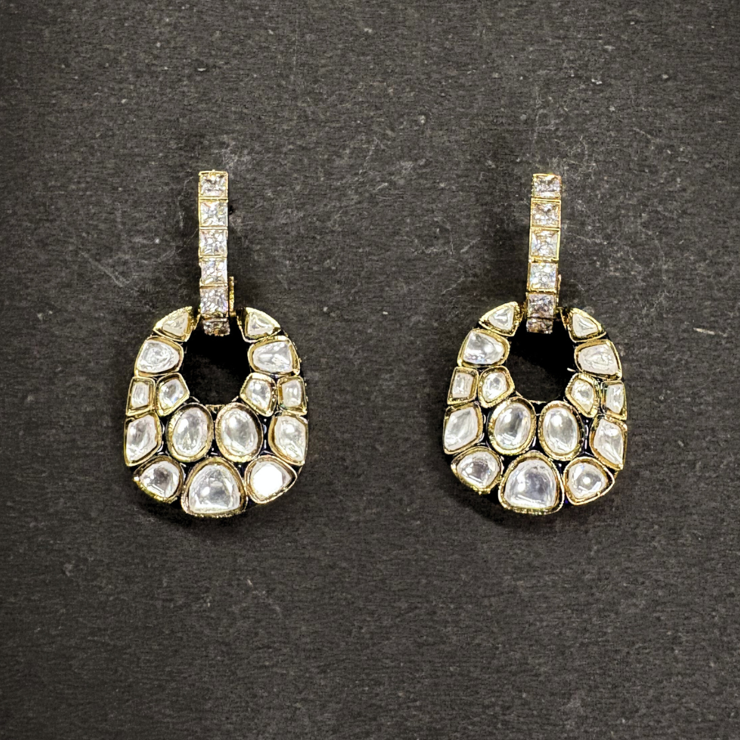 Heavy Polki Loop Earrings