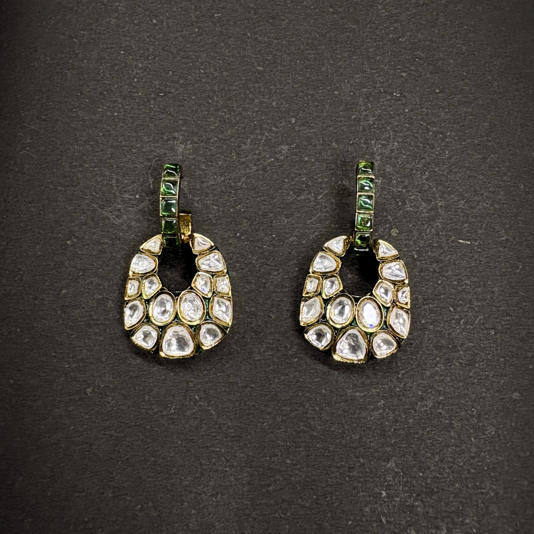 Heavy Polki Loop Earrings