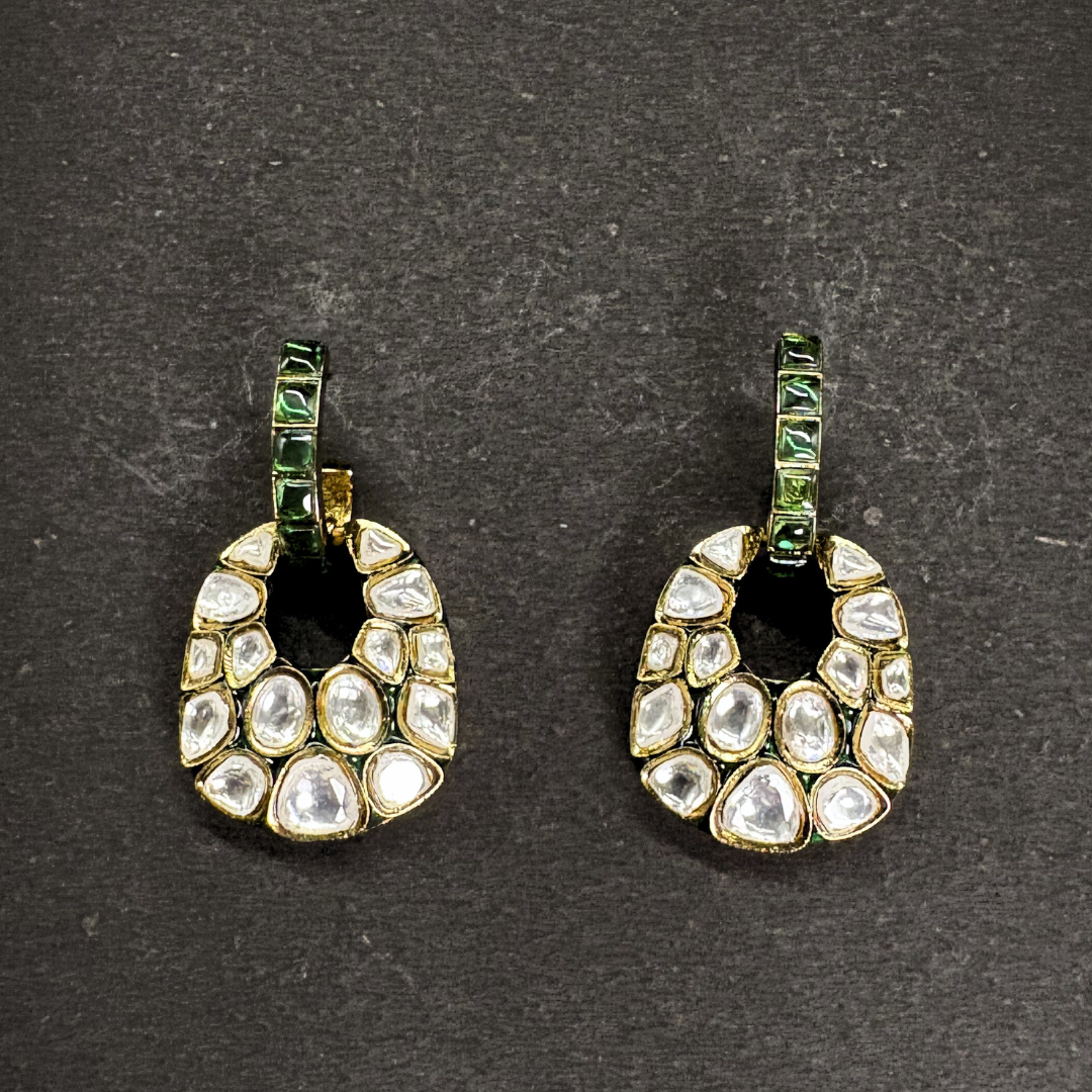 Heavy Polki Loop Earrings