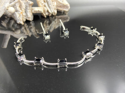 Sleek Delicate String with Black Rectangle Black Stones and AD