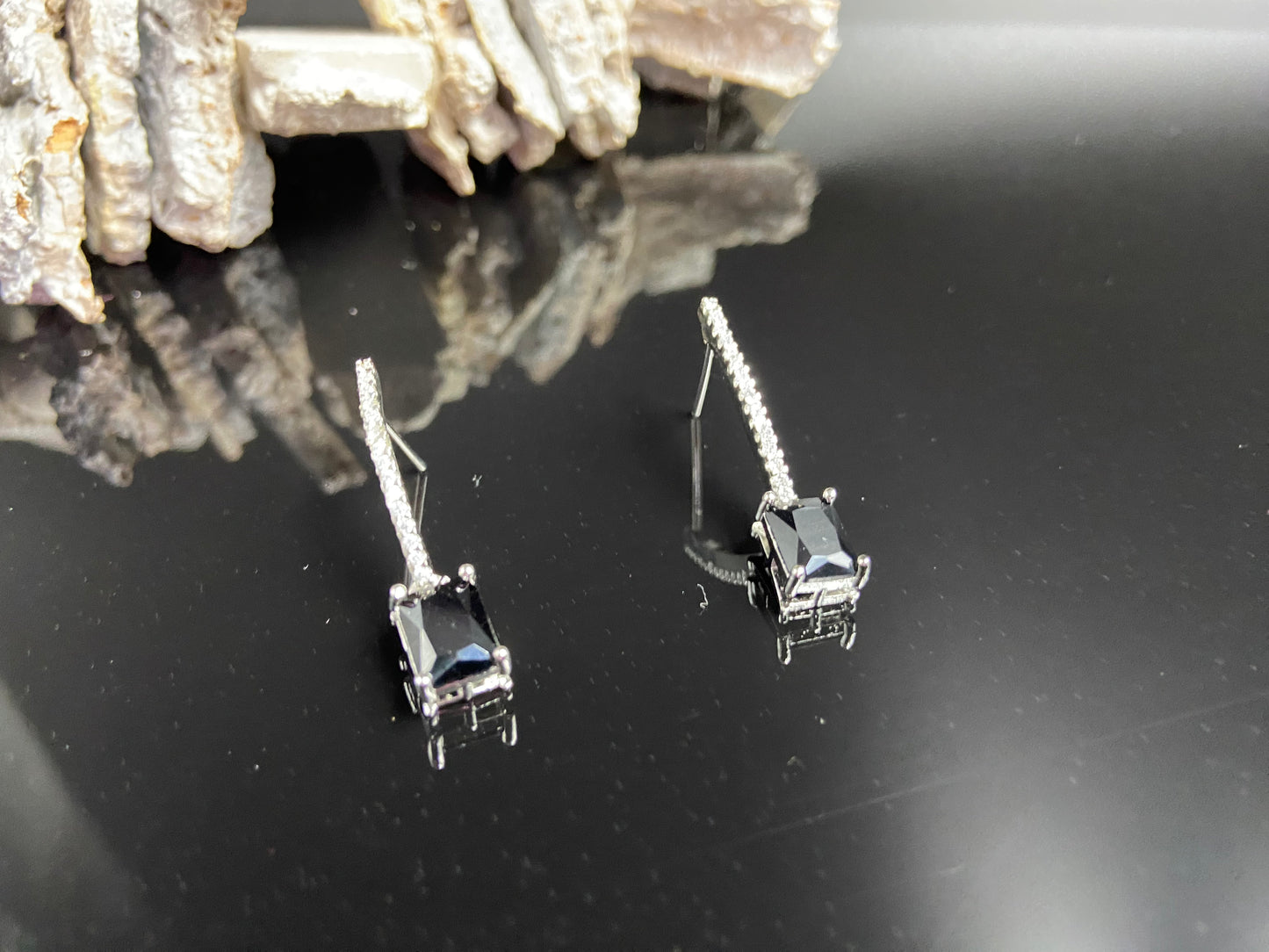 Sleek Delicate String with Black Rectangle Black Stones and AD