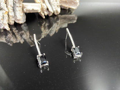 Sleek Delicate String with Black Rectangle Black Stones and AD