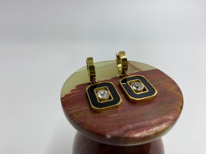 Stud in Black Meena Rectangle