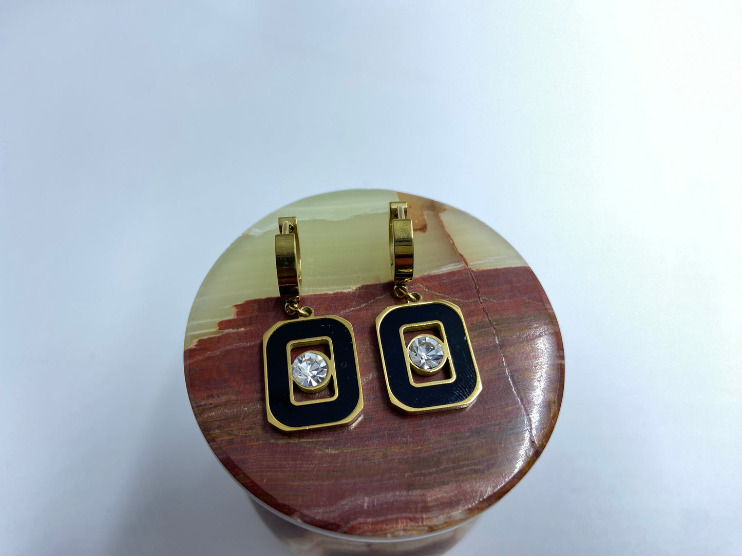 Stud in Black Meena Rectangle