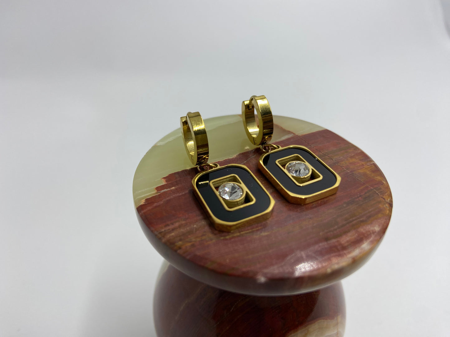 Stud in Black Meena Rectangle