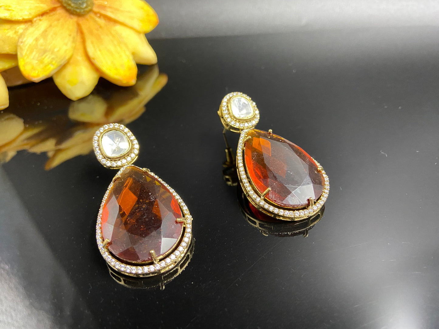 Stylish Polki Hasli Adorned with Statement Citrine Drops