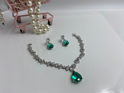 Trendy AD Marquise String with Cute Green Drop