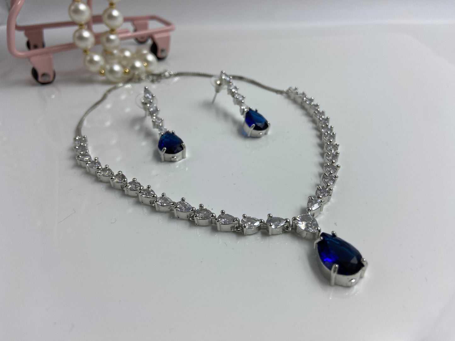 Trendy AD Marquise String with Cute Prussian Blue Drop