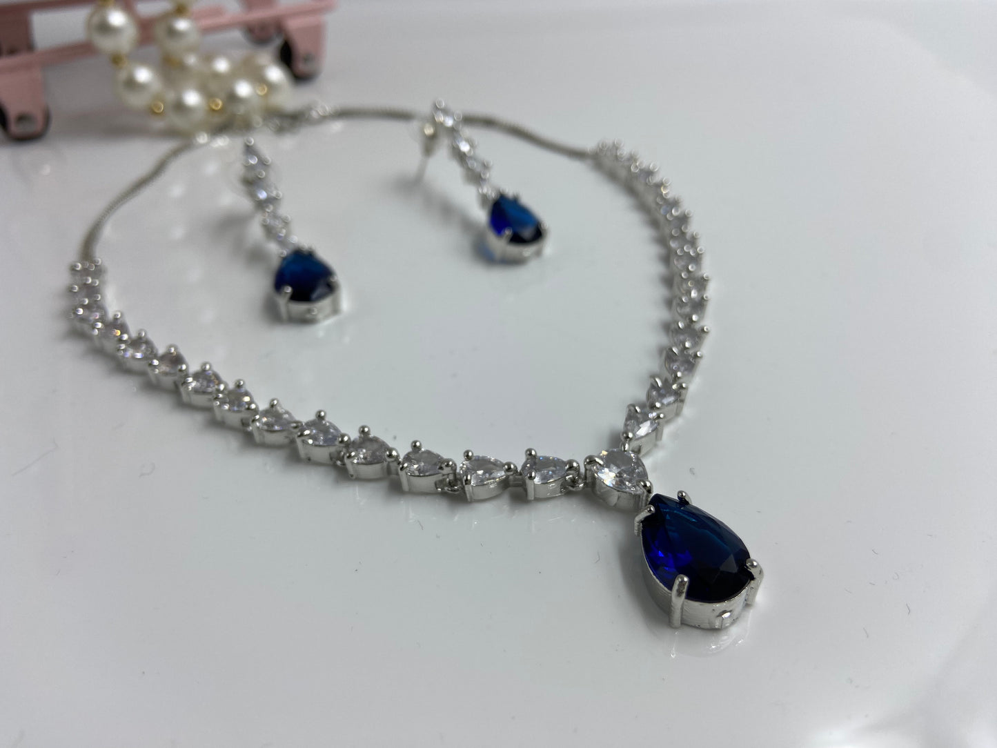 Trendy AD Marquise String with Cute Prussian Blue Drop