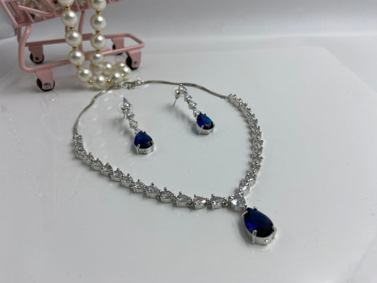 Trendy AD Marquise String with Cute Prussian Blue Drop