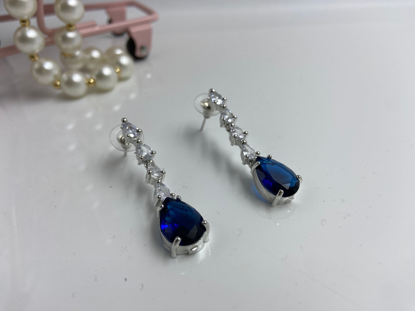 Trendy AD Marquise String with Cute Prussian Blue Drop