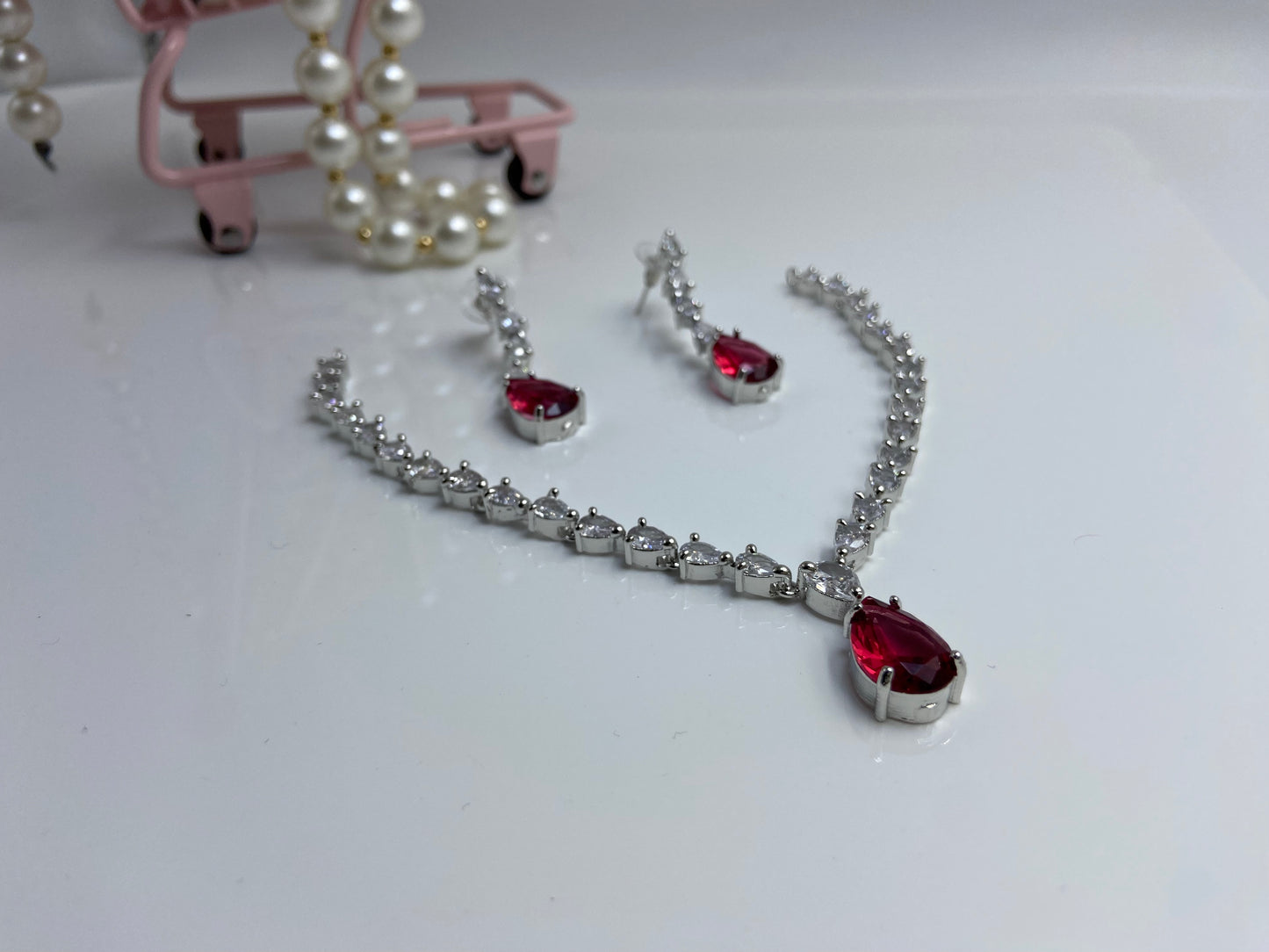 Trendy AD Marquise String with Cute Red Drop