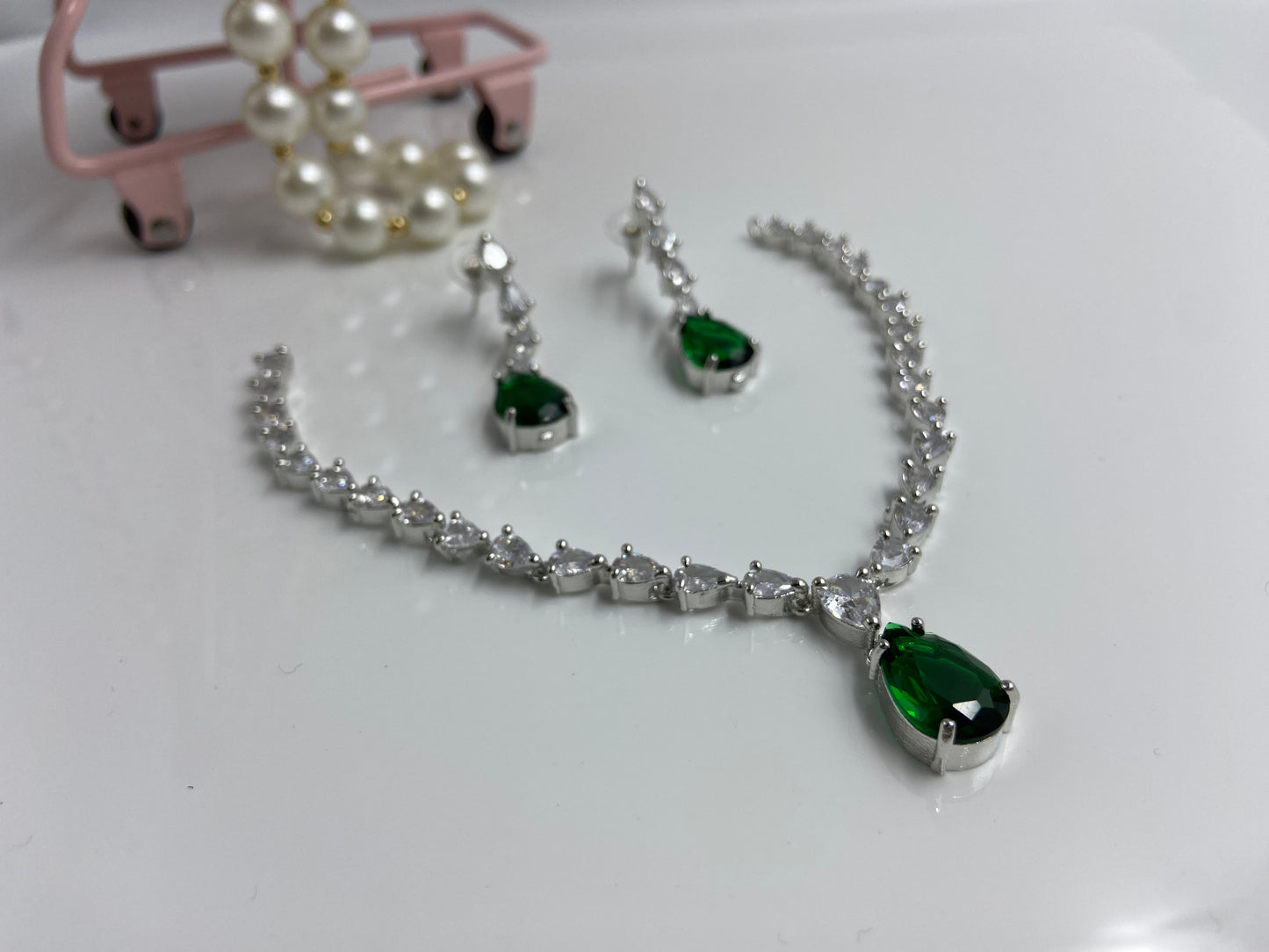 Trendy AD Marquise String with Emerald Green Drop