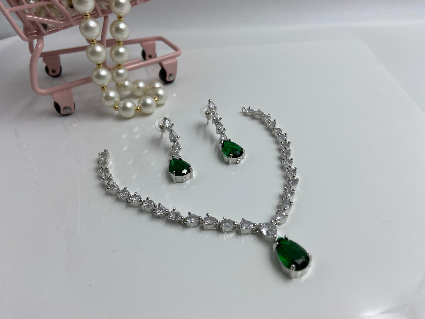 Trendy AD Marquise String with Emerald Green Drop