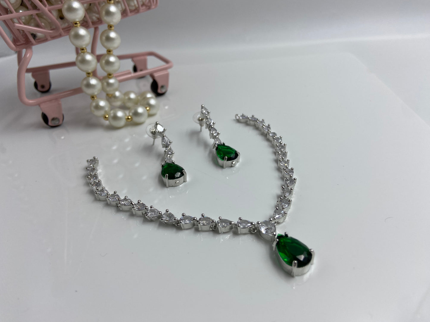 Trendy AD Marquise String with Emerald Green Drop