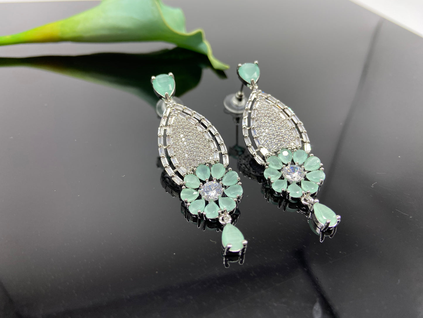 Unique AD Danglers with Seafoam Flower