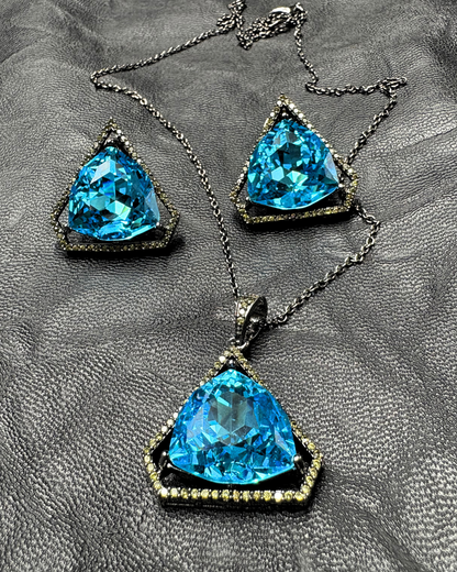 Turquoise Swarovski pendant set