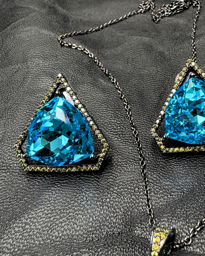 Turquoise Swarovski pendant set