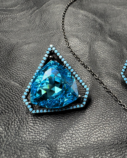 Turquoise Swarovski pendant set