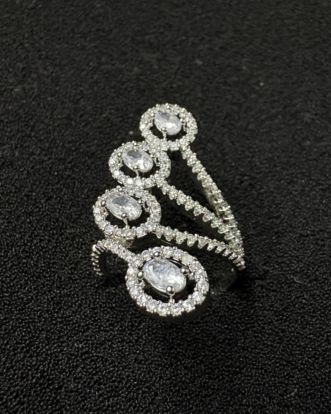 AD Cocktail Ring with 4 Oval Solitaires (adjustable)