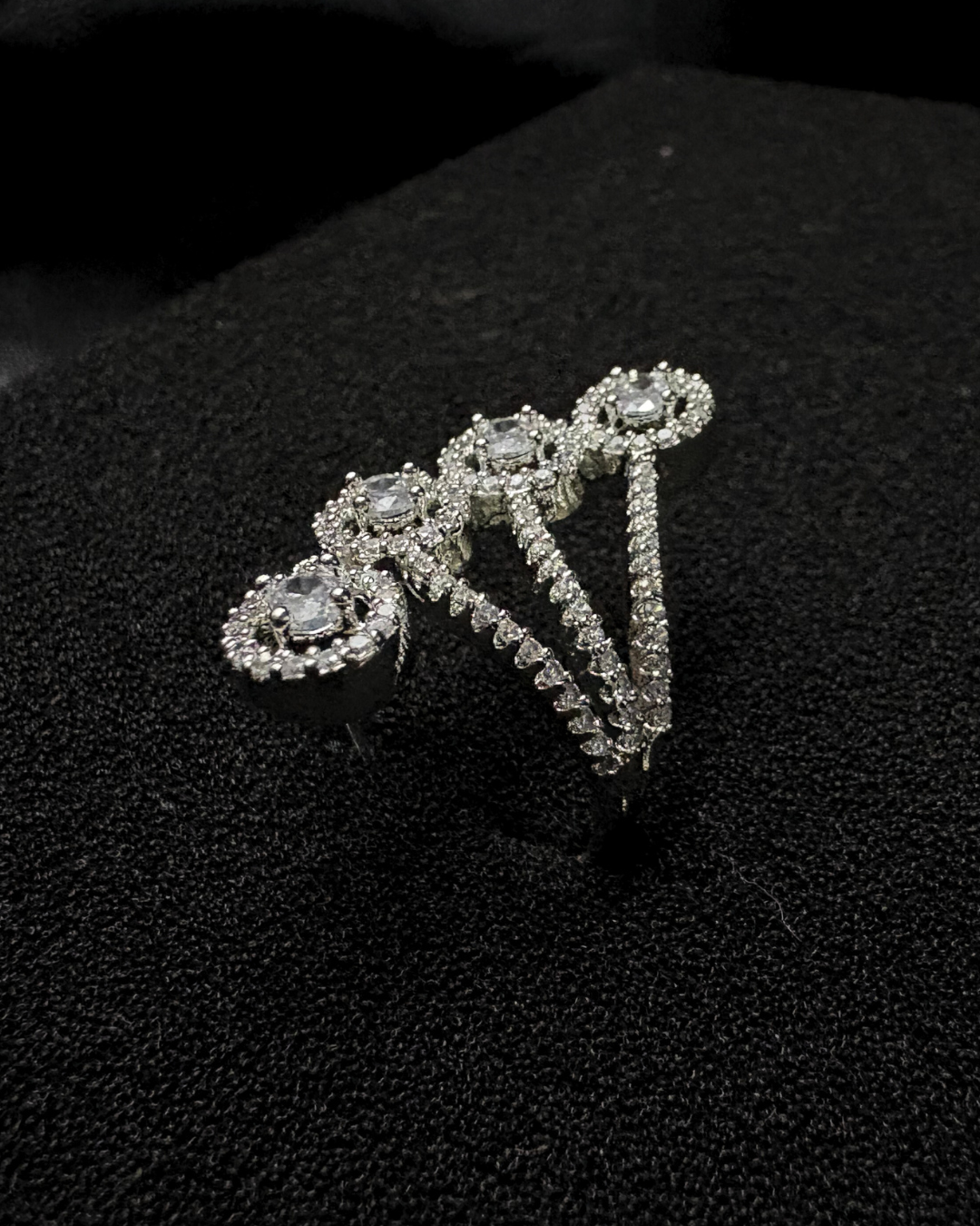 AD Cocktail Ring with 4 Oval Solitaires (adjustable)