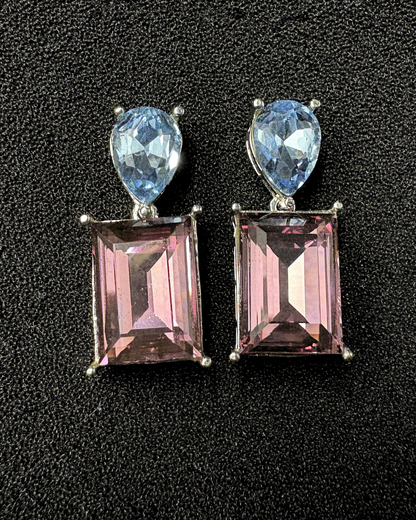Drop and Rectangle Swarovski Crystal Earrings