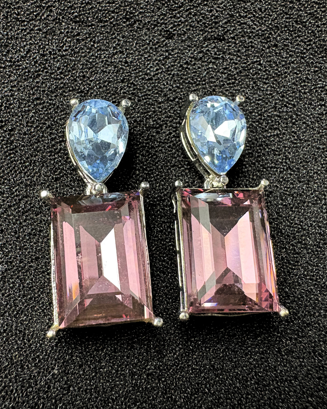 Drop and Rectangle Swarovski Crystal Earrings