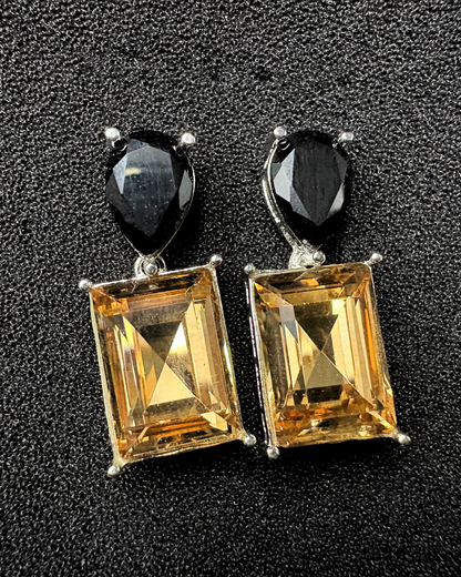 Drop and Rectangle Swarovski Crystal Earrings
