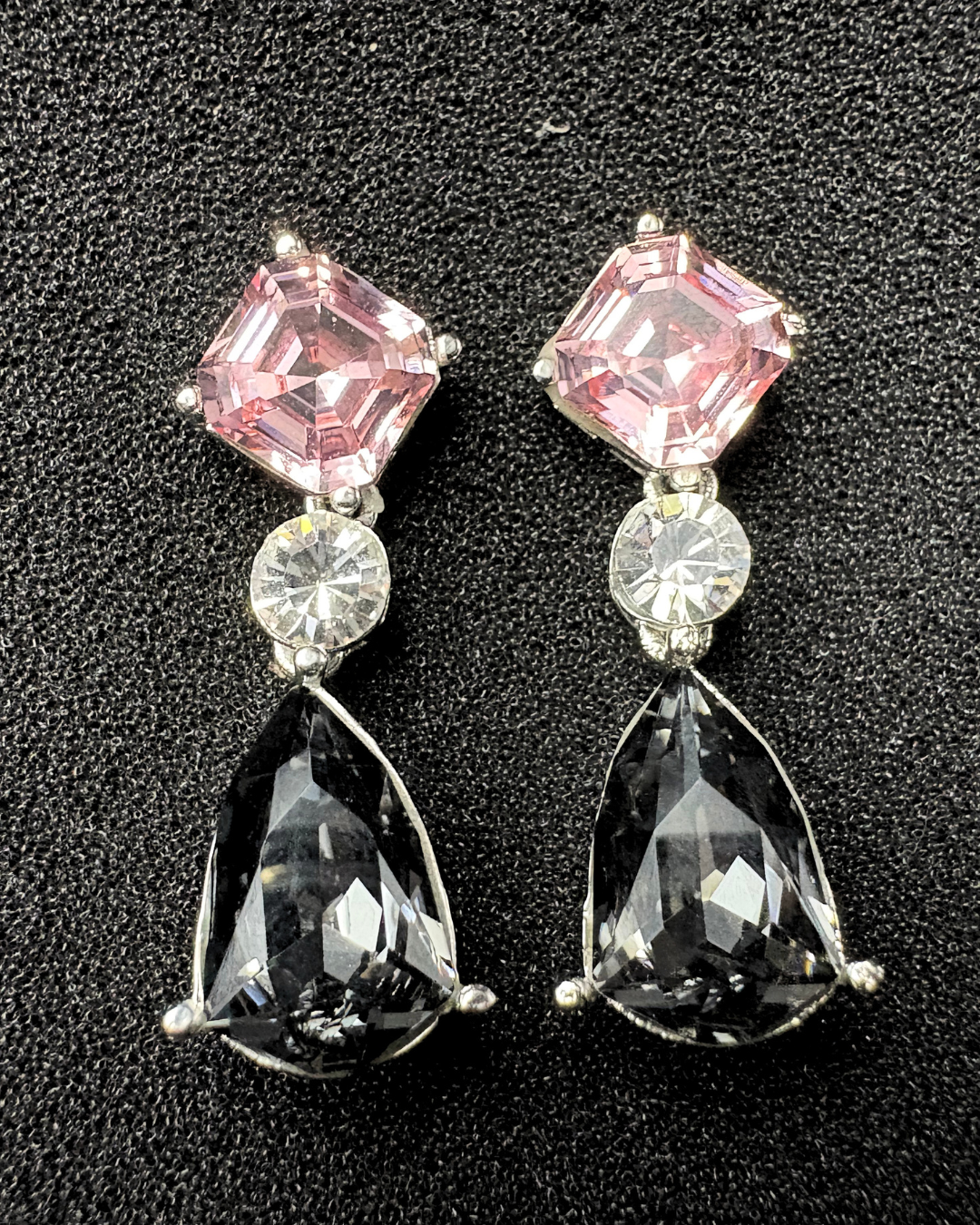 Square and Drop Swarovski Crystal Earrings