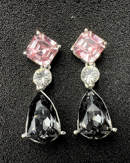 Square and Drop Swarovski Crystal Earrings