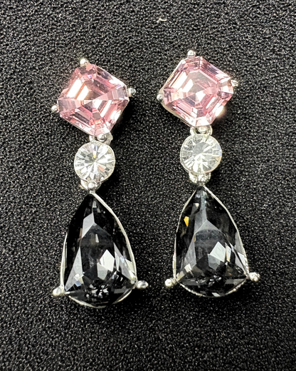 Square and Drop Swarovski Crystal Earrings