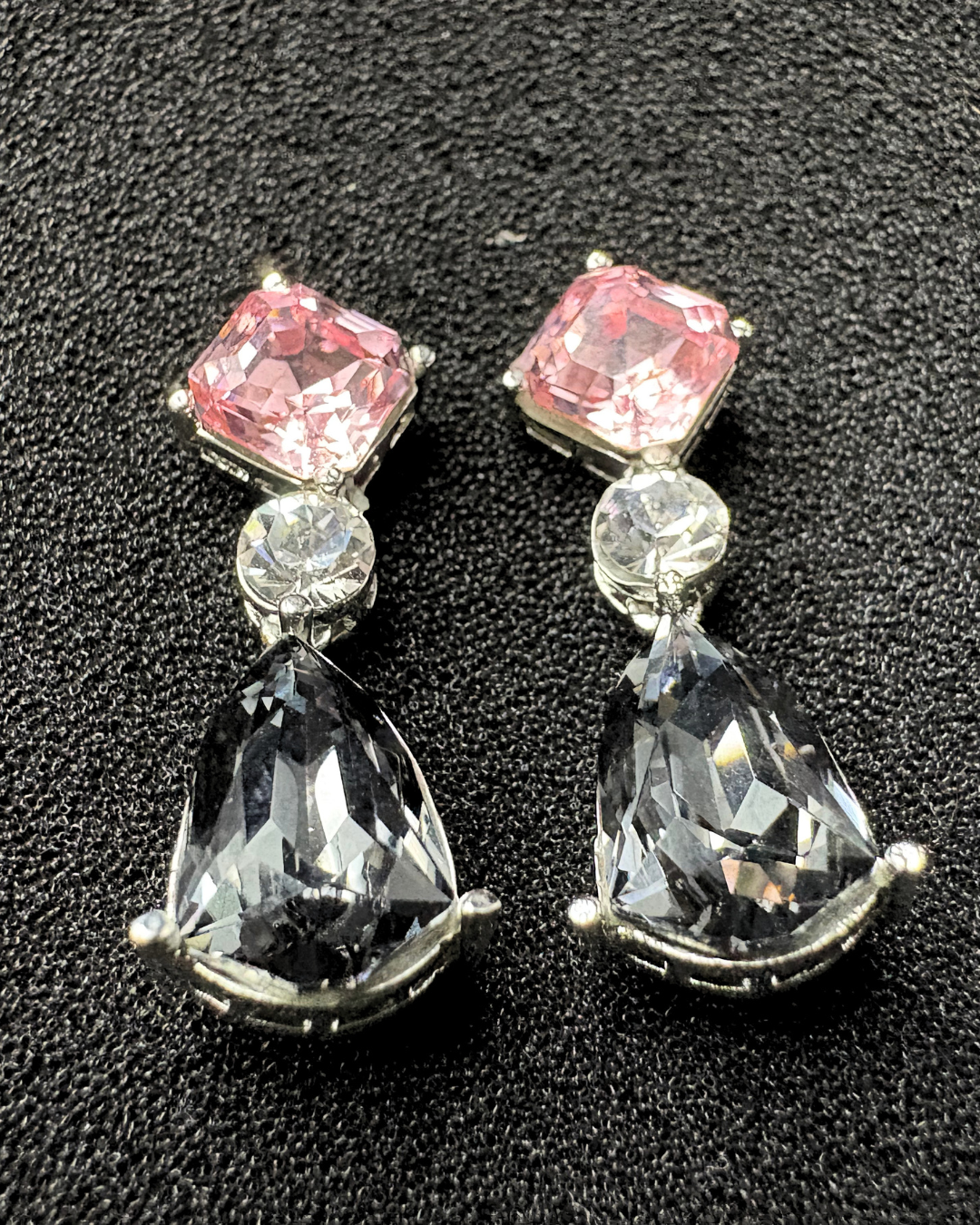 Square and Drop Swarovski Crystal Earrings