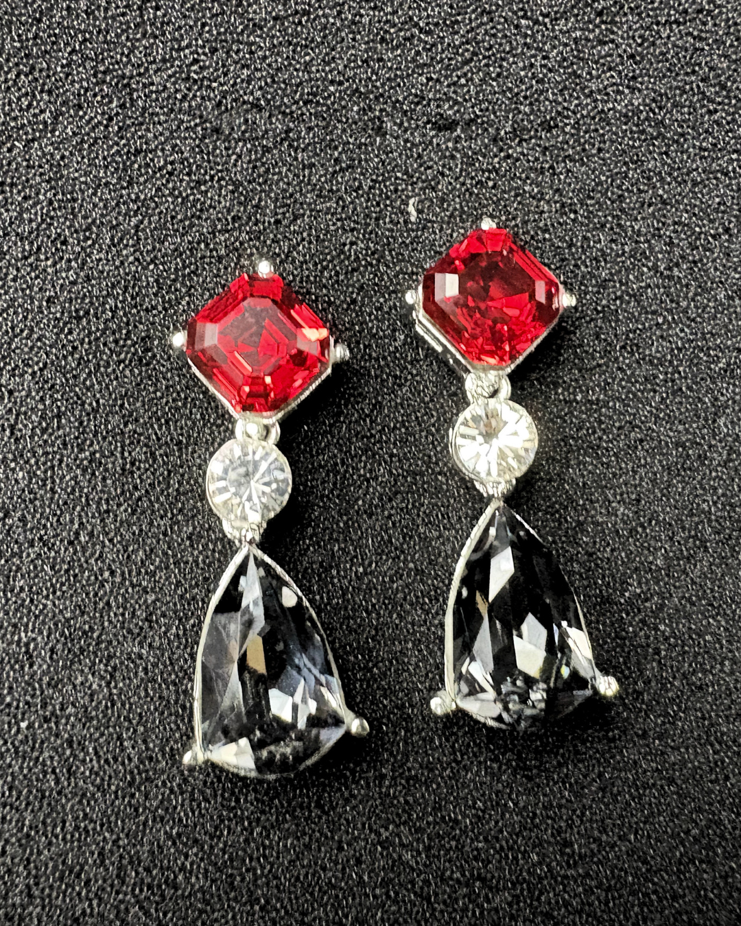 Square and Drop Swarovski Crystal Earrings