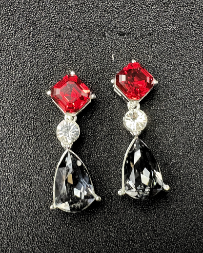 Square and Drop Swarovski Crystal Earrings