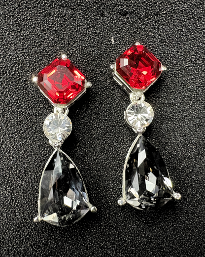 Square and Drop Swarovski Crystal Earrings