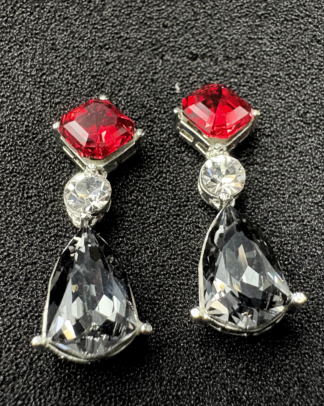 Square and Drop Swarovski Crystal Earrings