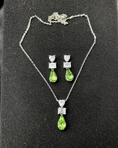 Heart Diamond with Drop Swarovski pendant set