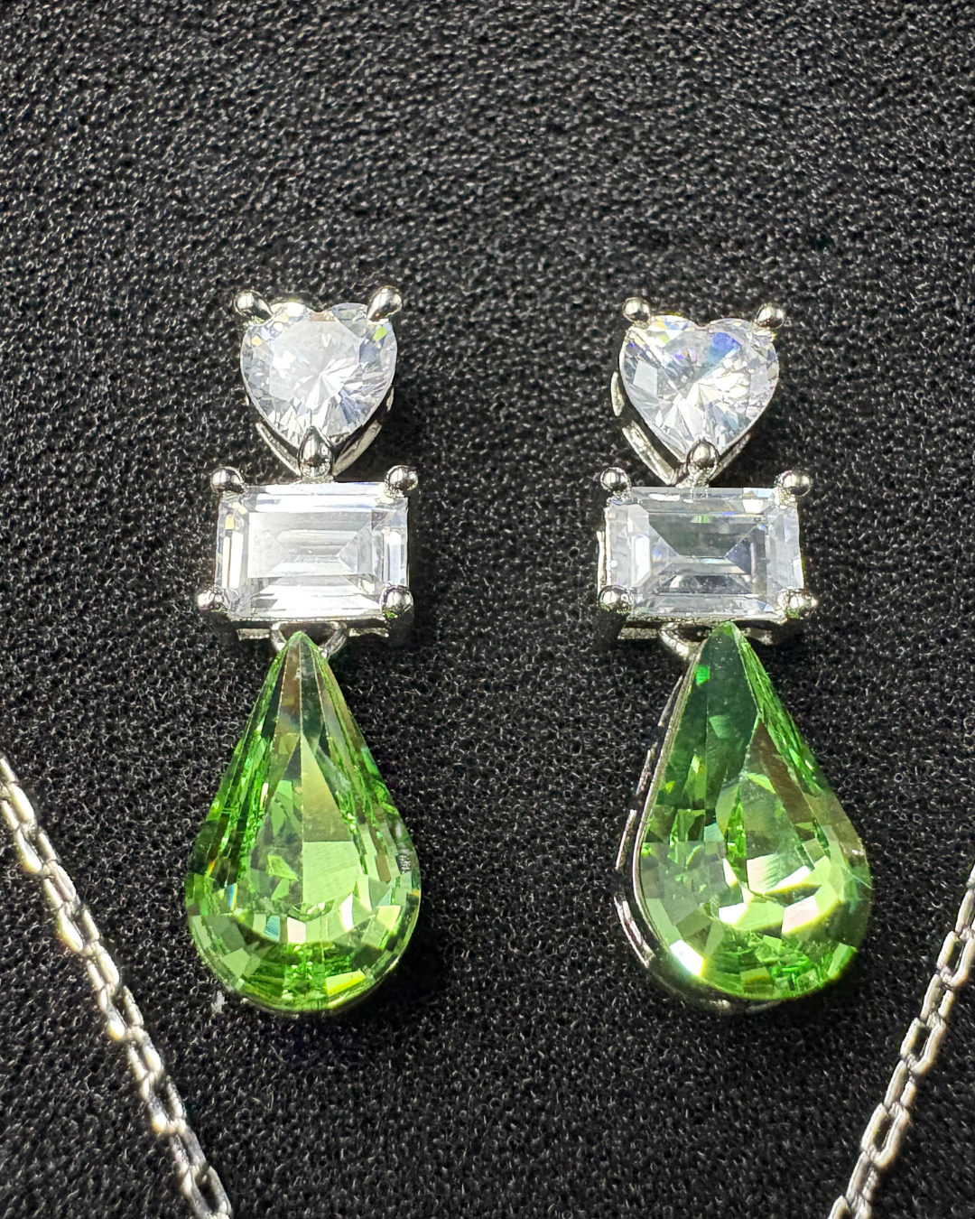 Heart Diamond with Drop Swarovski pendant set