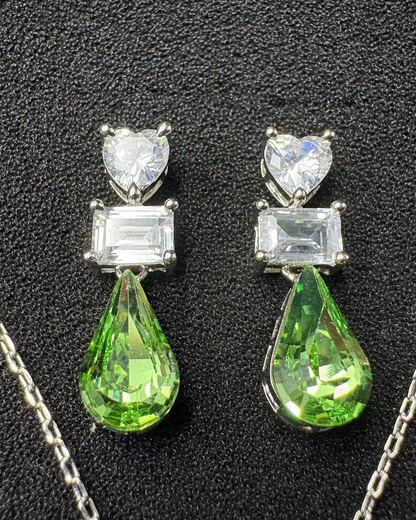 Heart Diamond with Drop Swarovski pendant set