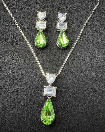 Heart Diamond with Drop Swarovski pendant set